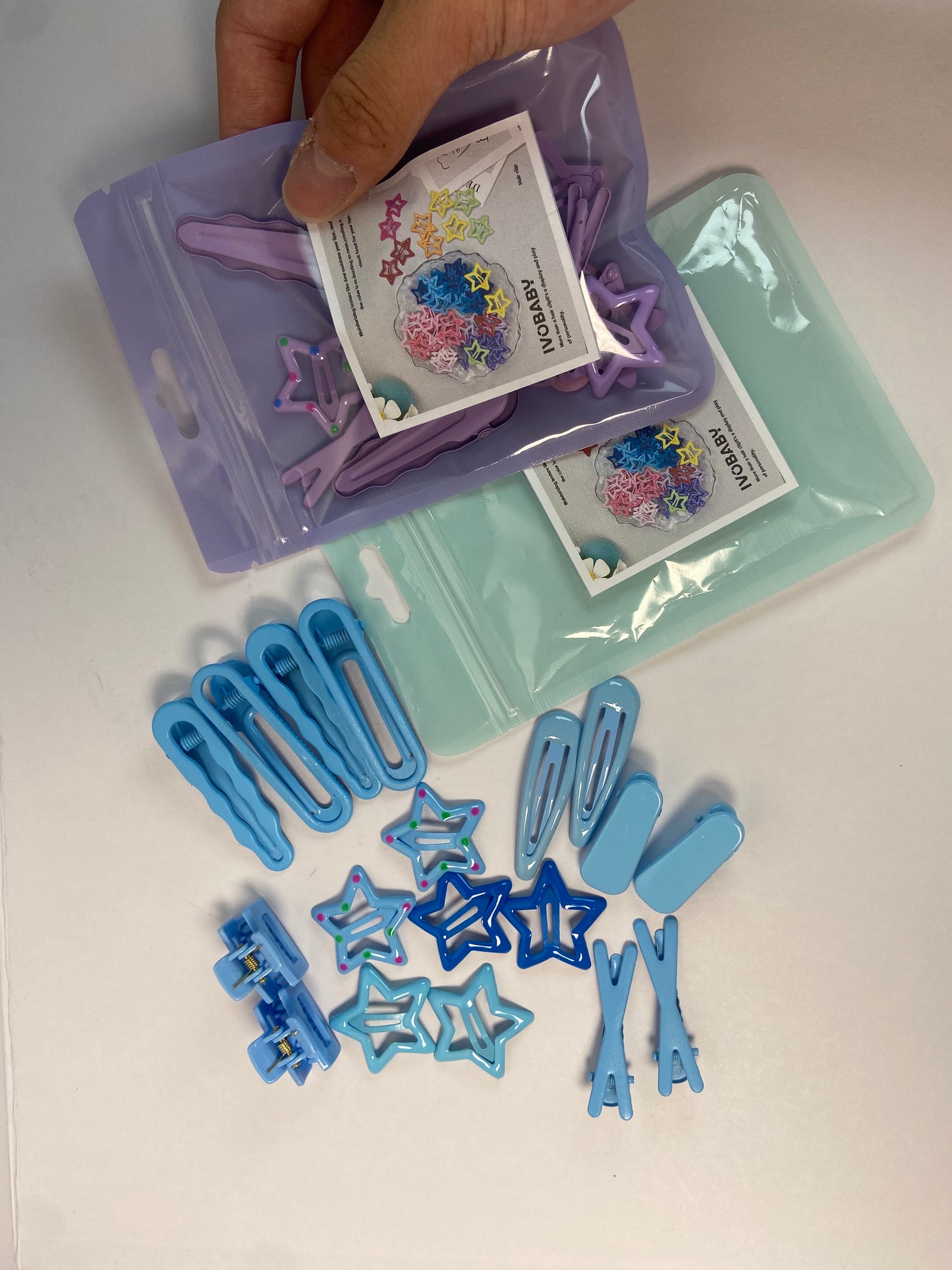 IVOBABY candy-colored Hair Clips,6 Pcs No Slip star,8 Pcs Metal and 4 Pcs Plastic Hair Claw ashion Hair Snap Clips Barrettes for Kids Teens Women