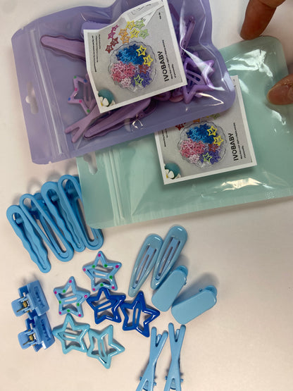 IVOBABY candy-colored Hair Clips,6 Pcs No Slip star,8 Pcs Metal and 4 Pcs Plastic Hair Claw ashion Hair Snap Clips Barrettes for Kids Teens Women