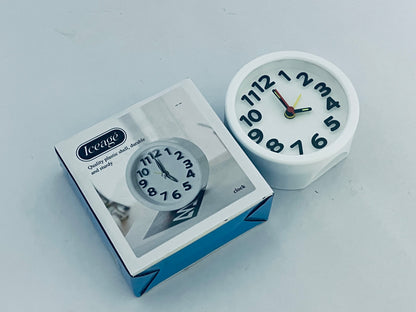 Iceage Rechargeable Hanging Alarm Clock Round Plastic Digital Clock Small Desktop Luminous Hour and Hand Easy to Alarm