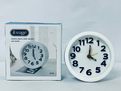 Iceage Rechargeable Hanging Alarm Clock Round Plastic Digital Clock Small Desktop Luminous Hour and Hand Easy to Alarm