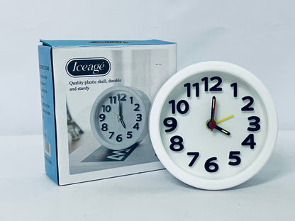 Iceage Rechargeable Hanging Alarm Clock Round Plastic Digital Clock Small Desktop Luminous Hour and Hand Easy to Alarm