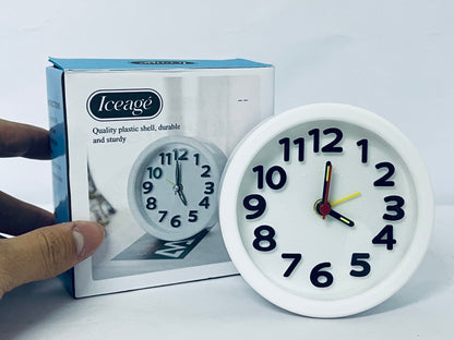 Iceage Rechargeable Hanging Alarm Clock Round Plastic Digital Clock Small Desktop Luminous Hour and Hand Easy to Alarm