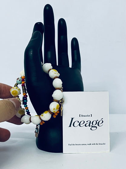 Iceage Bohemian Cat - Paw & Evil - Eye Beaded Bracelet