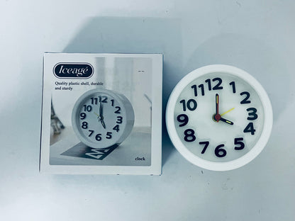 Iceage Rechargeable Hanging Alarm Clock Round Plastic Digital Clock Small Desktop Luminous Hour and Hand Easy to Alarm
