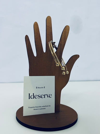 Ideserve Gold Beaded Open Bracelet Light Luxury Design An Exquisite Accent Item for Daily Outfits
