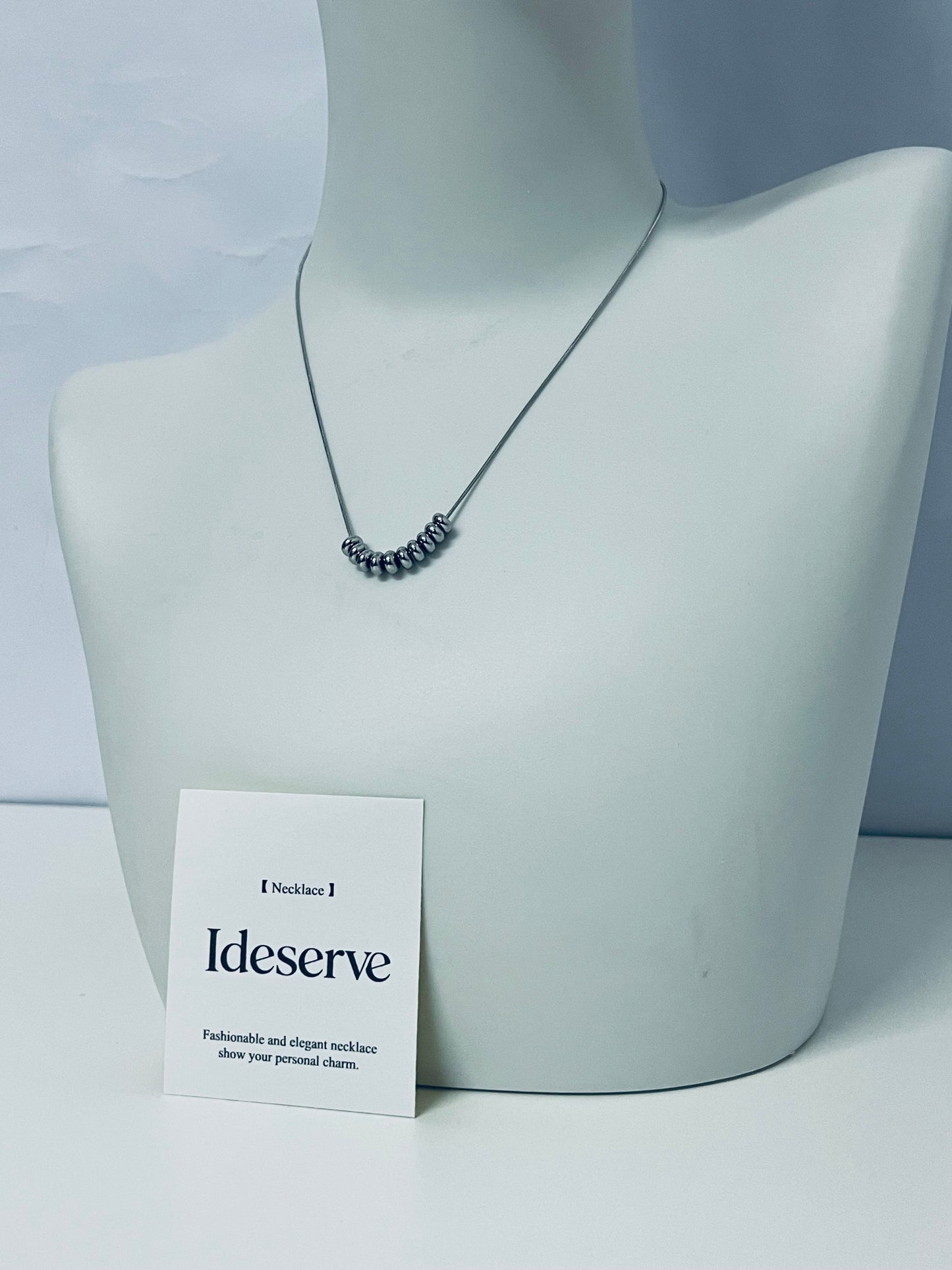 Ideserve Minimalist Beaded Choker Necklace Light Luxury Matte Design An Exquisite Elegant Item for Daily Outfits