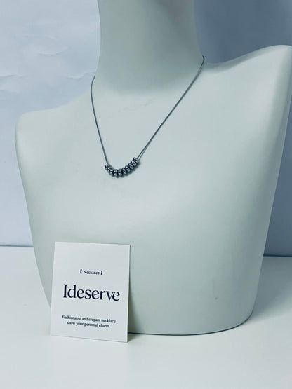 Ideserve Minimalist Beaded Choker Necklace Light Luxury Matte Design An Exquisite Elegant Item for Daily Outfits