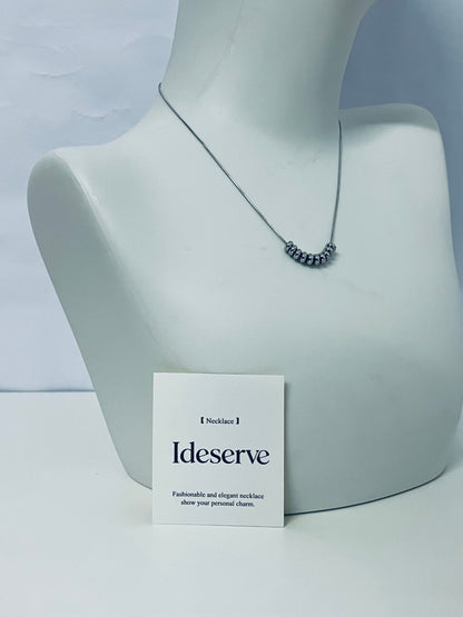 Ideserve Minimalist Beaded Choker Necklace Light Luxury Matte Design An Exquisite Elegant Item for Daily Outfits