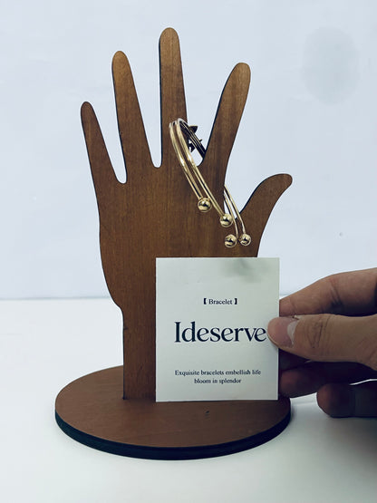 Ideserve Gold Beaded Open Bracelet Light Luxury Design An Exquisite Accent Item for Daily Outfits