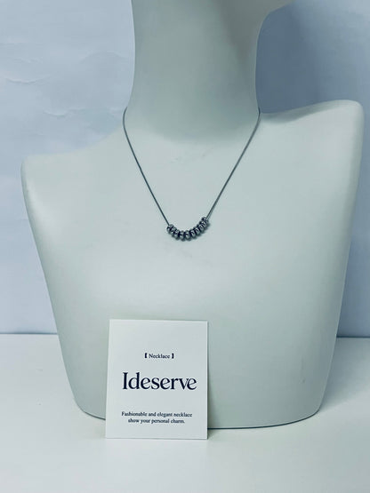Ideserve Minimalist Beaded Choker Necklace Light Luxury Matte Design An Exquisite Elegant Item for Daily Outfits
