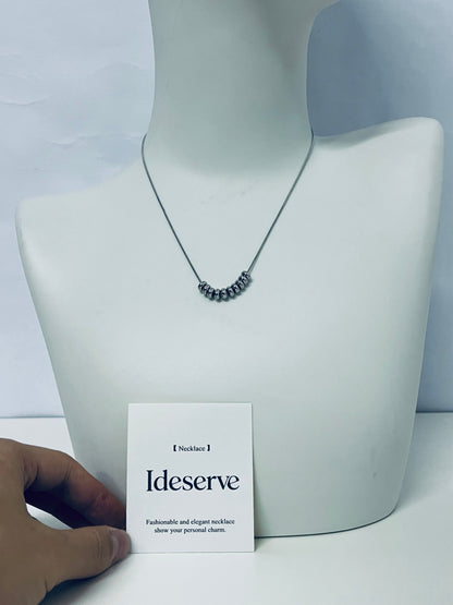 Ideserve Minimalist Beaded Choker Necklace Light Luxury Matte Design An Exquisite Elegant Item for Daily Outfits