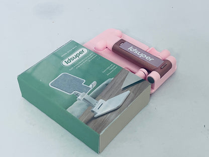 Idsuper Phone Stand, Angle Height Adjustable Cell Phone Holder with Silicon Pad for Desk Fully Forldable Mobile Phone Holder Compatible with All Mobile Phones,  (Pink)