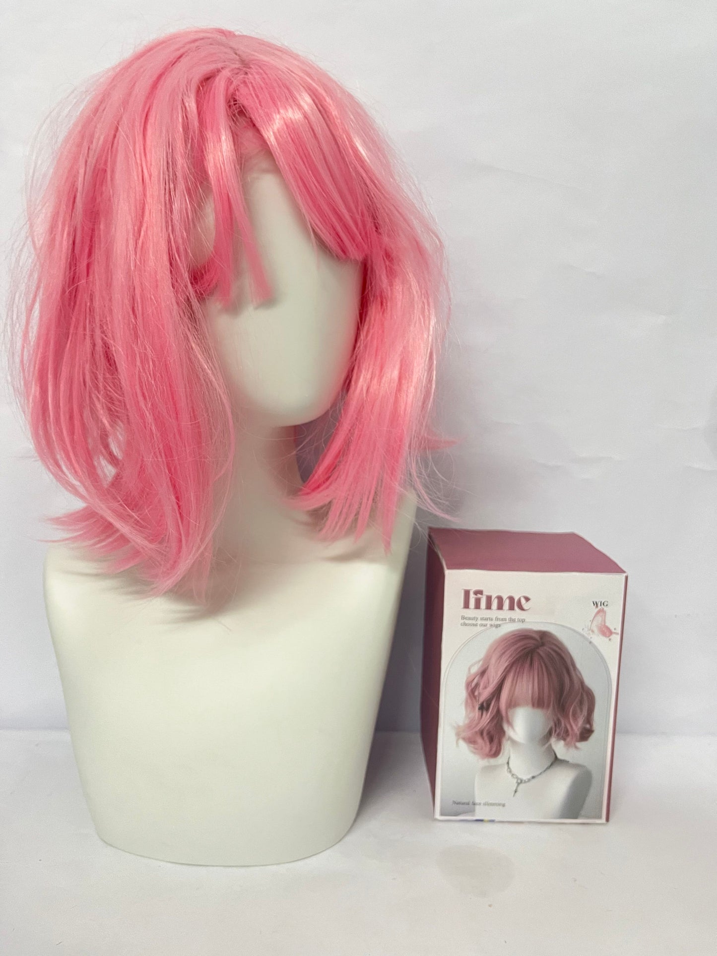Ifme Pink Short Wig, High - simulation Hair, Ideal for Daily Wear and Cosplay