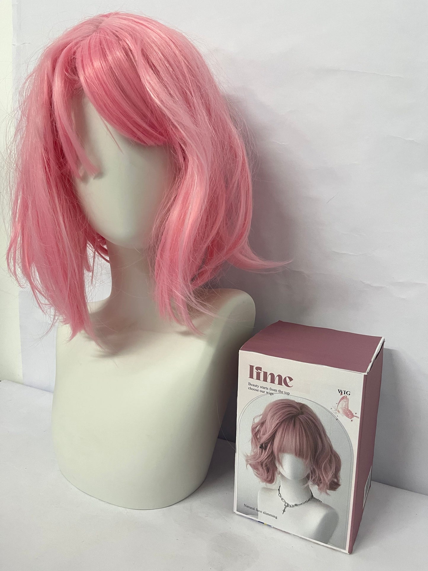 Ifme Pink Short Wig, High - simulation Hair, Ideal for Daily Wear and Cosplay