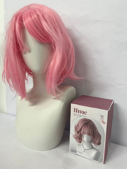 Ifme Pink Short Wig, High - simulation Hair, Ideal for Daily Wear and Cosplay