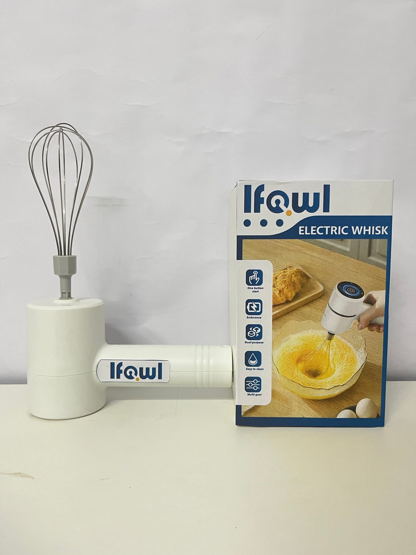 Ifowl Electric Whisk, Wireless Handheld Multi-speed Adjustable, Electric Mixer for Baking, Egg Beater & Cream Frother for Cake, Cookie, Home Kitchen