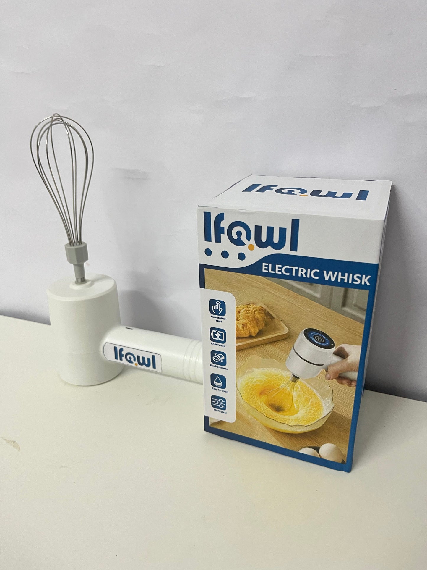 Ifowl Electric Whisk, Wireless Handheld Multi-speed Adjustable, Electric Mixer for Baking, Egg Beater & Cream Frother for Cake, Cookie, Home Kitchen