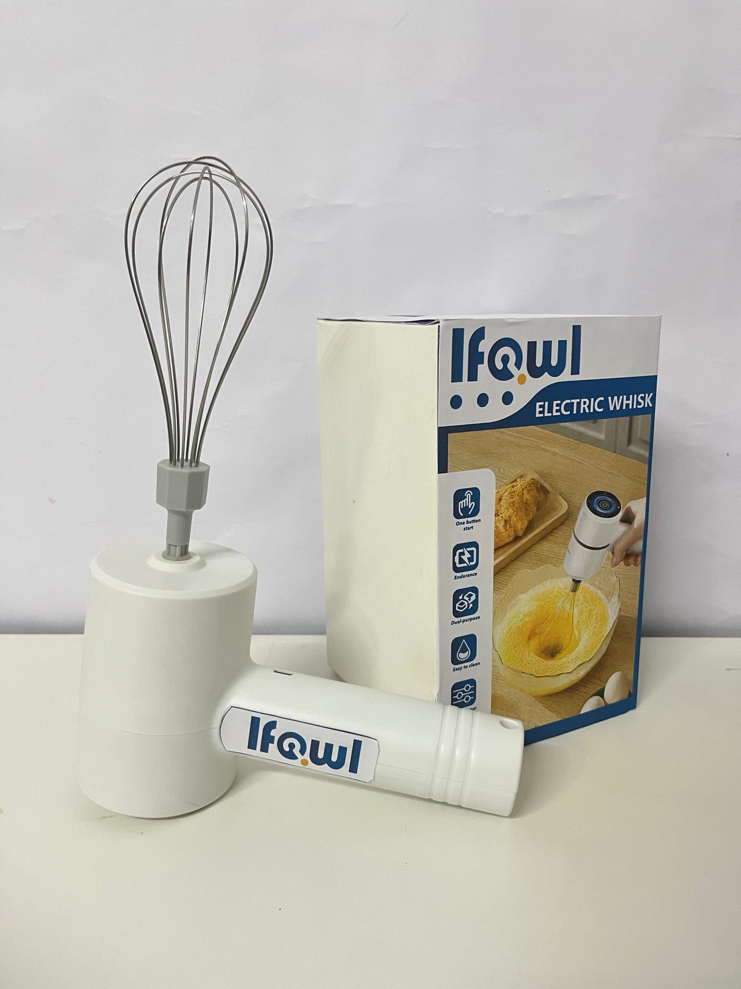Ifowl Electric Whisk, Wireless Handheld Multi-speed Adjustable, Electric Mixer for Baking, Egg Beater & Cream Frother for Cake, Cookie, Home Kitchen