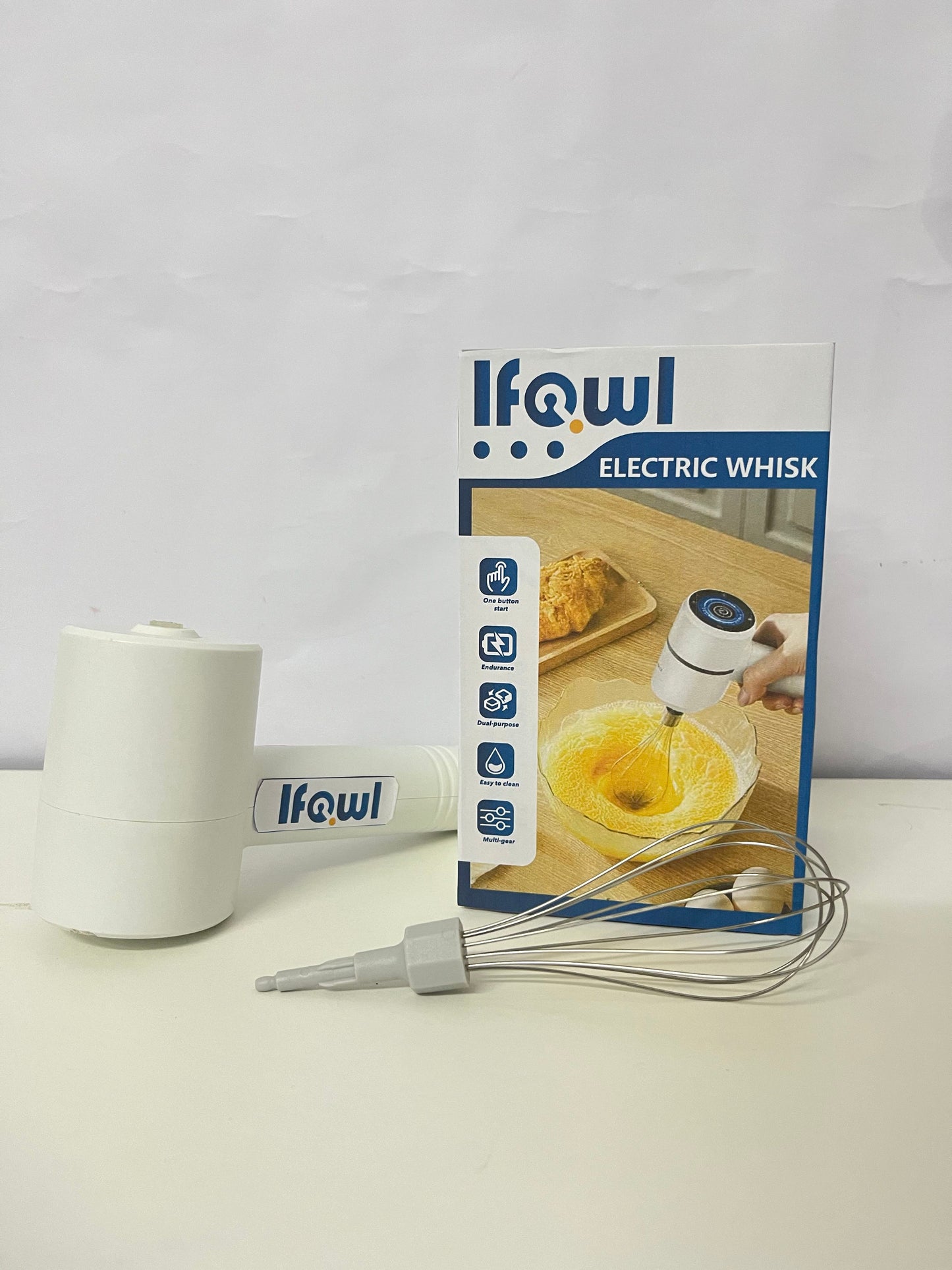 Ifowl Electric Whisk, Wireless Handheld Multi-speed Adjustable, Electric Mixer for Baking, Egg Beater & Cream Frother for Cake, Cookie, Home Kitchen