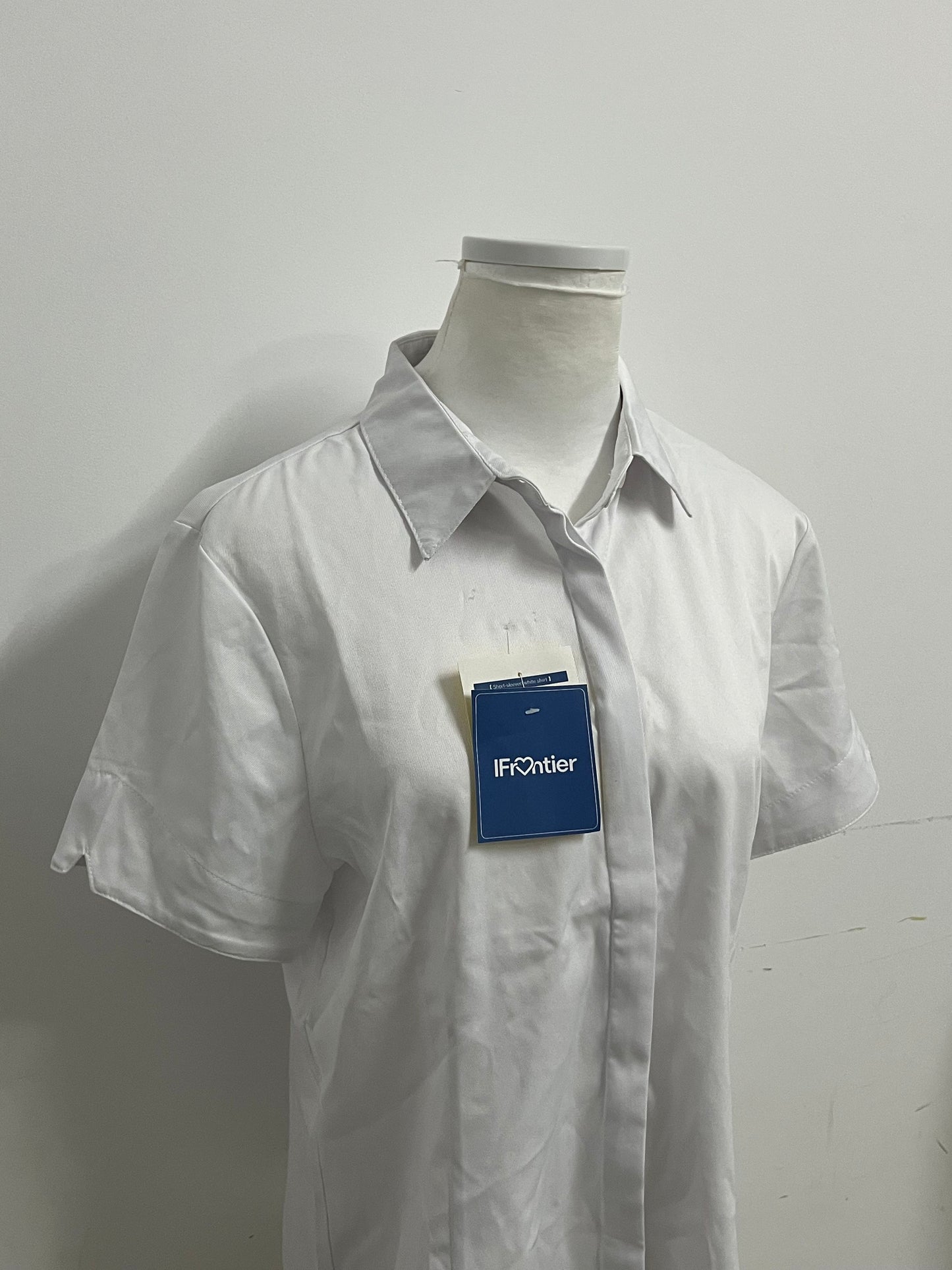 [IFrontier Shirts]-White Short-Sleeve Shirt - Versatile Essential for Office & Casual Wear