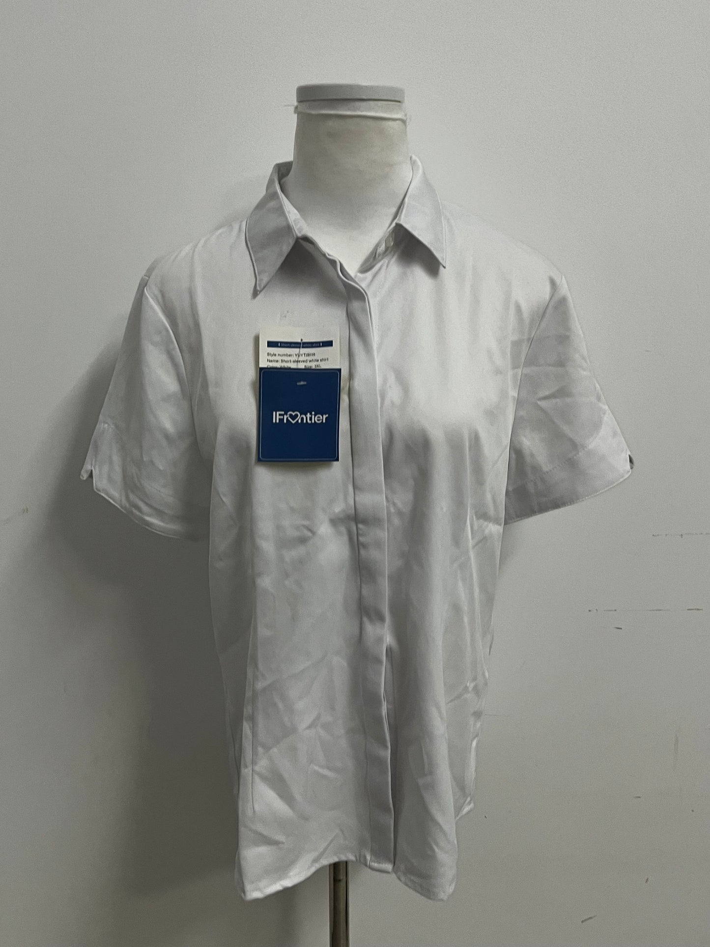[IFrontier Shirts]-White Short-Sleeve Shirt - Versatile Essential for Office & Casual Wear