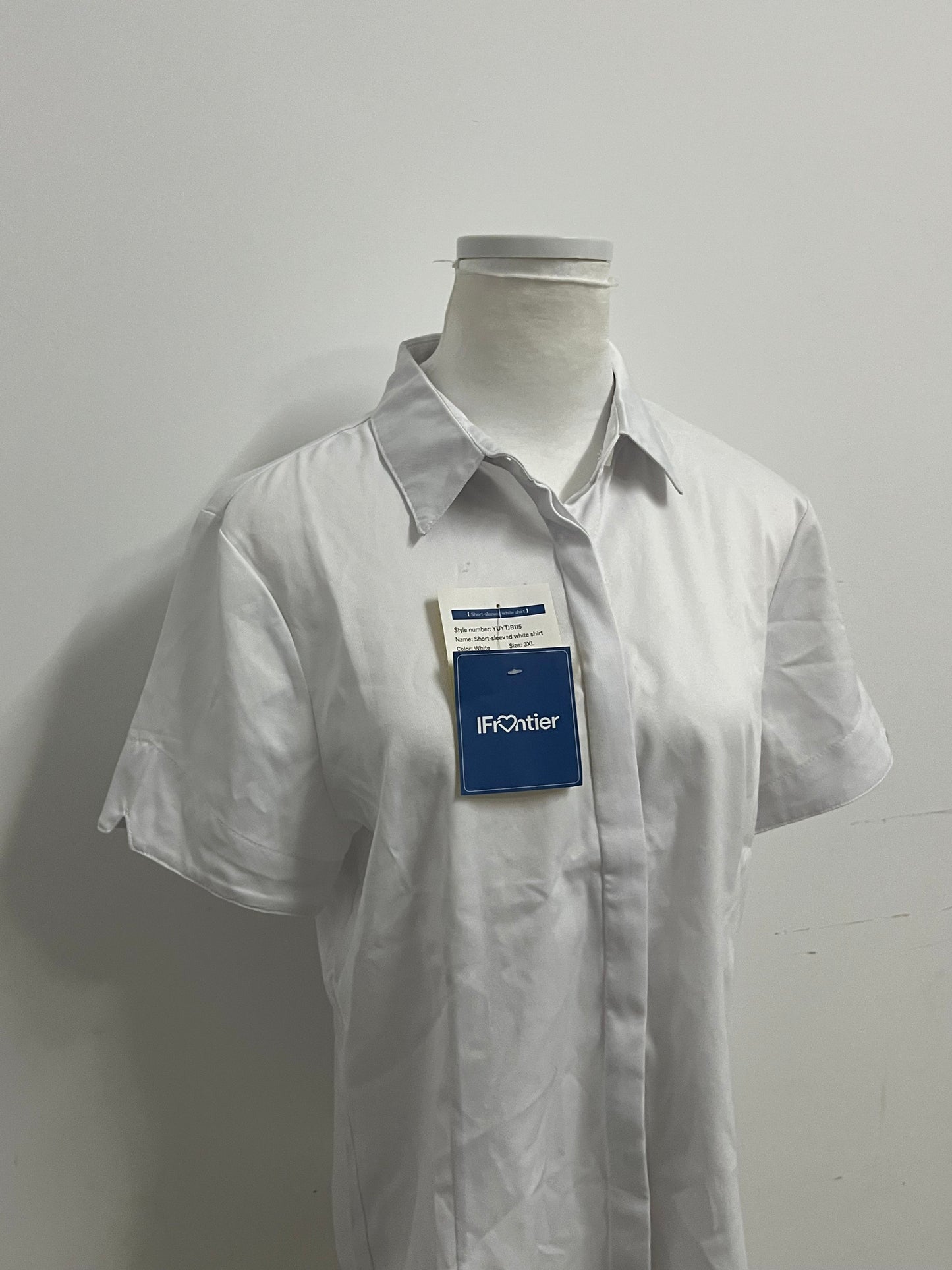 [IFrontier Shirts]-White Short-Sleeve Shirt - Versatile Essential for Office & Casual Wear