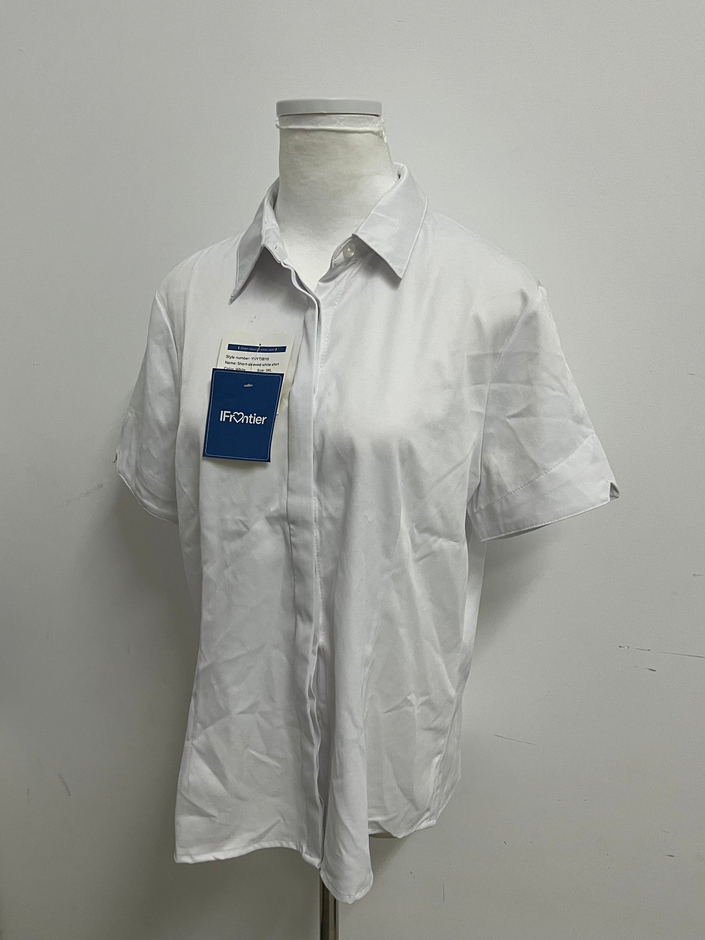 [IFrontier Shirts]-White Short-Sleeve Shirt - Versatile Essential for Office & Casual Wear