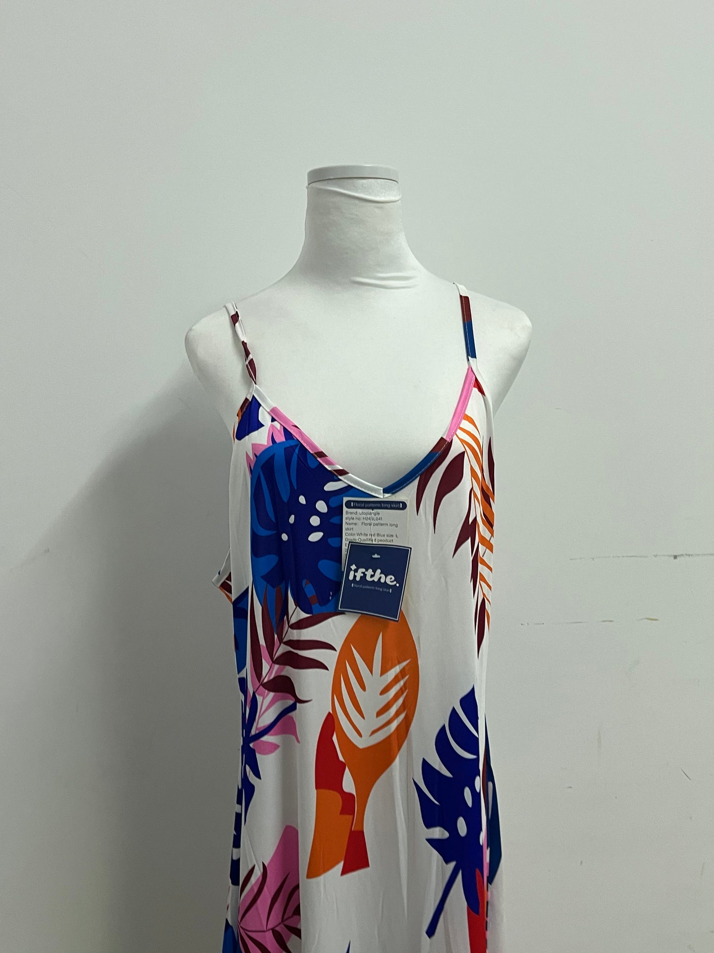 ifthe Dresses Tropical Plant Print Slip Dress - A Vibrant Fashion Choice for Summer Vacations and Daily Wear