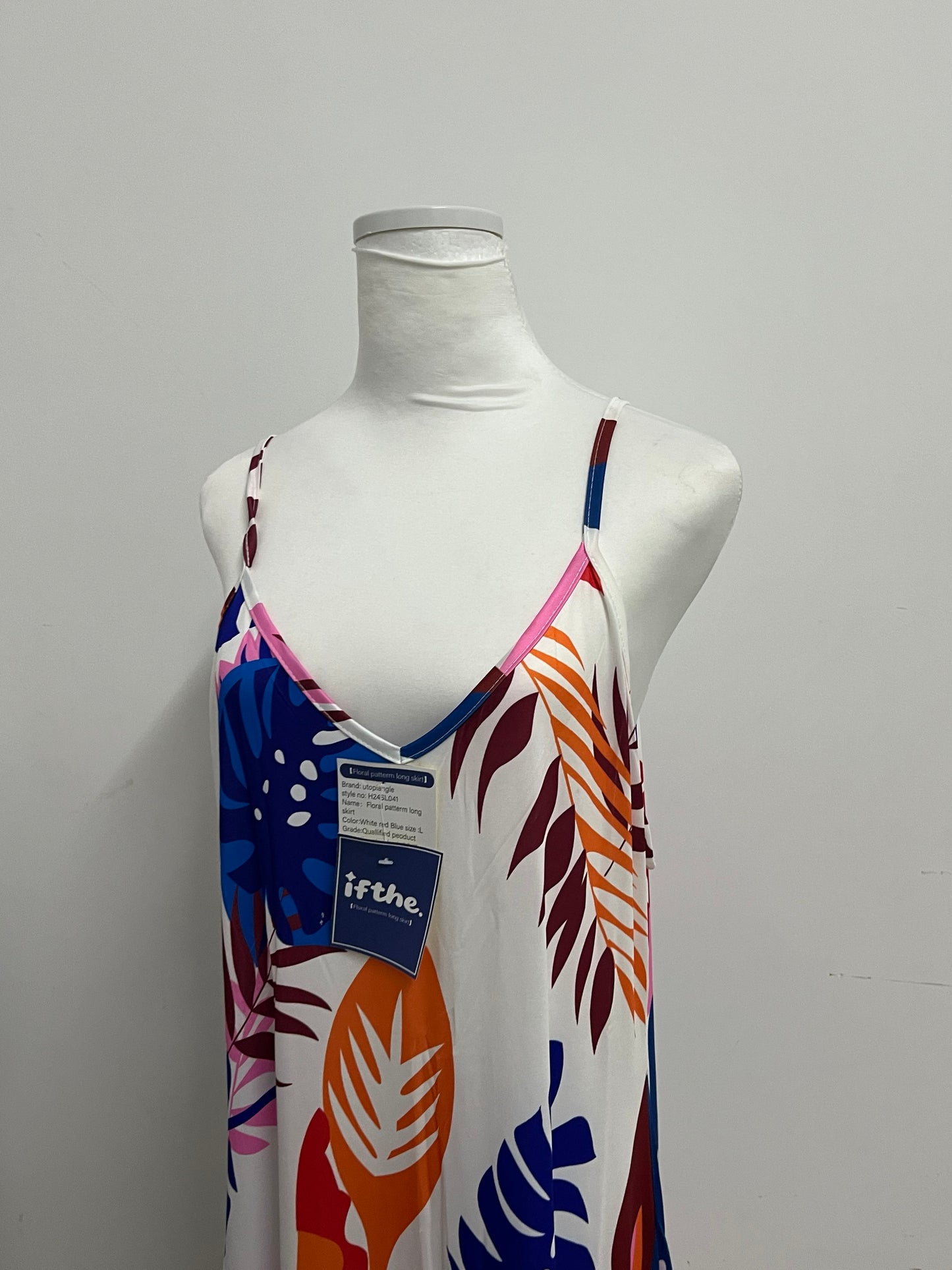 ifthe Dresses Tropical Plant Print Slip Dress - A Vibrant Fashion Choice for Summer Vacations and Daily Wear