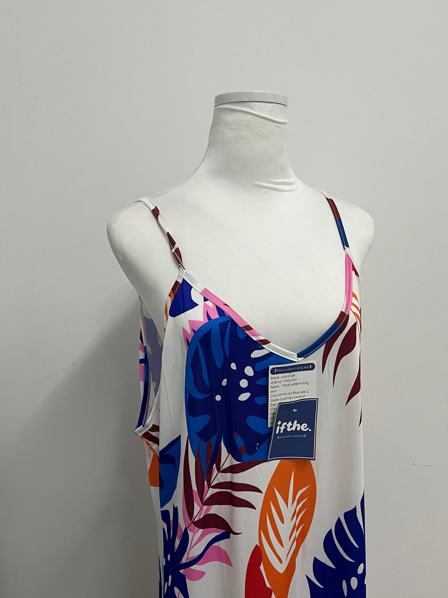 ifthe Dresses Tropical Plant Print Slip Dress - A Vibrant Fashion Choice for Summer Vacations and Daily Wear