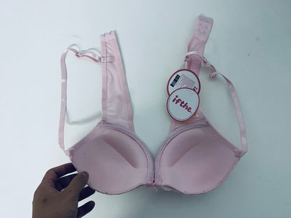 ifthe Pink Ribbed Lace-trimmed Bras - A Daily Underwear Choice for Comfort, Support, and Girlish Charm