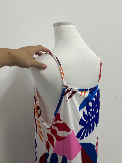 ifthe Dresses Tropical Plant Print Slip Dress - A Vibrant Fashion Choice for Summer Vacations and Daily Wear