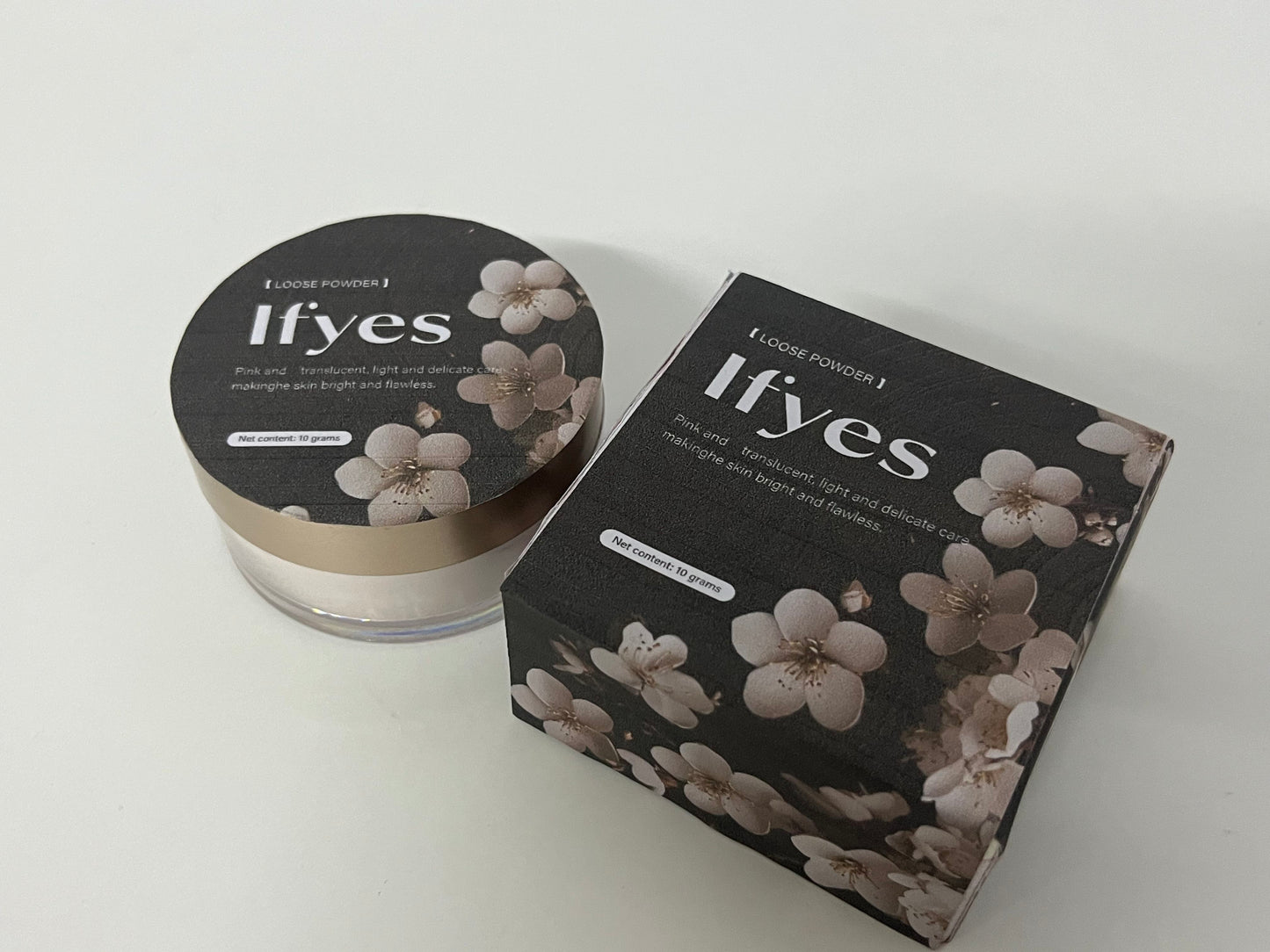 Ifyes Pink Translucent Loose Powder 10g, Lightweight Setting Powder for Brightening & Flawless Matte Finish