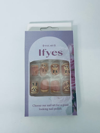 Ifyes Cute Rabbit Nail Art Stickers, Cartoon False Nails Set，Get Delicate & Cute Nails in Seconds with Adorable Rabbit Design
