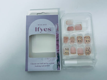 Ifyes Cute Rabbit Nail Art Stickers, Cartoon False Nails Set，Get Delicate & Cute Nails in Seconds with Adorable Rabbit Design