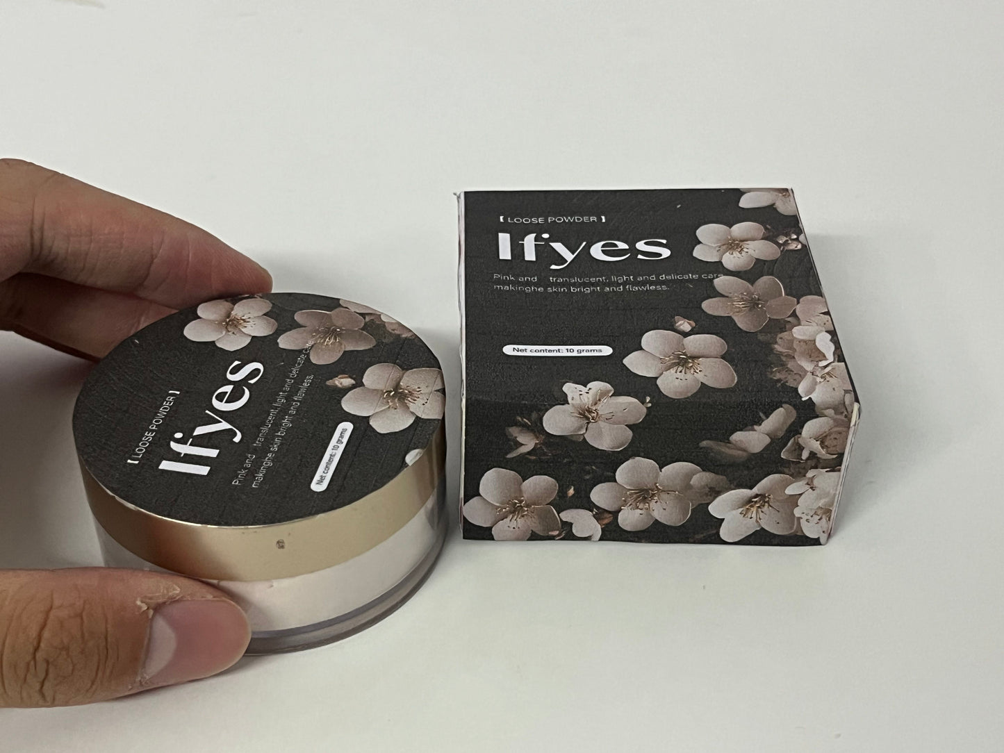 Ifyes Pink Translucent Loose Powder 10g, Lightweight Setting Powder for Brightening & Flawless Matte Finish