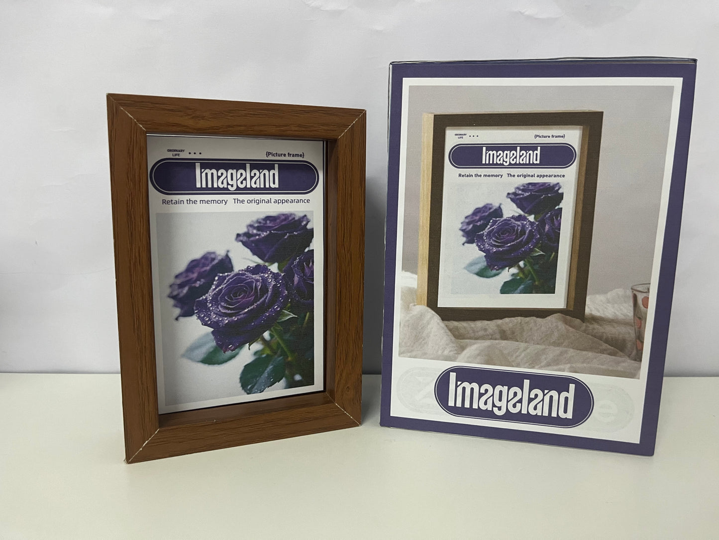 「Imageland Picture frames」——Wood-Grain Photo Frame - Minimalist Tabletop & Wall-Mountable Display Frame
