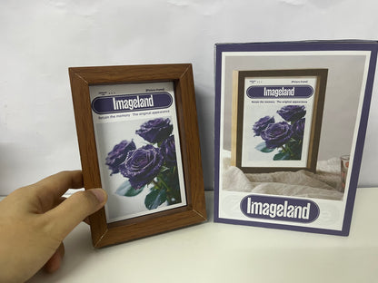 「Imageland Picture frames」——Wood-Grain Photo Frame - Minimalist Tabletop & Wall-Mountable Display Frame
