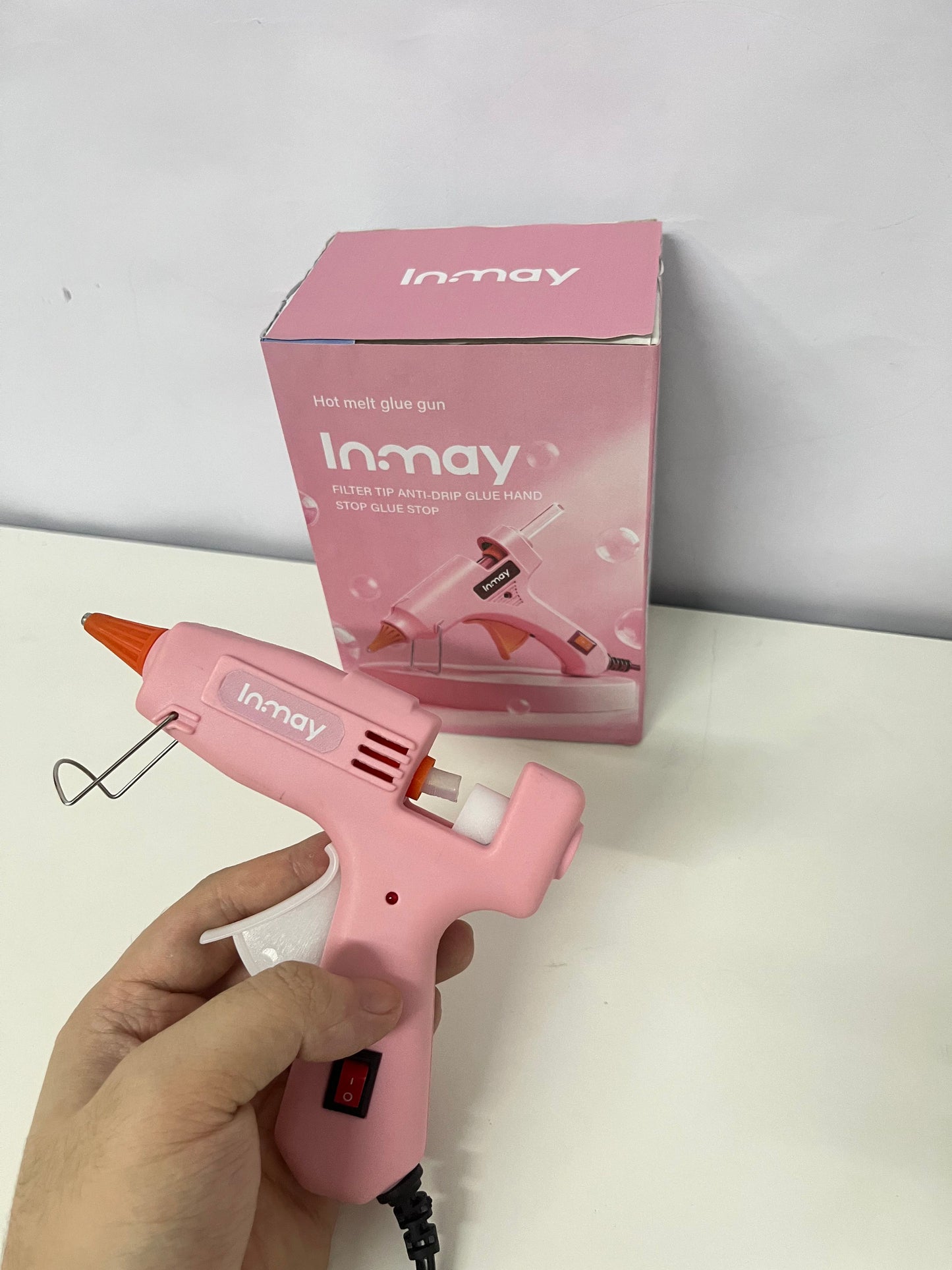 Inmay Anti-Drip Hot Melt Glue Gun, Pink Craft Tool for DIY, Home Repair & Art Projects