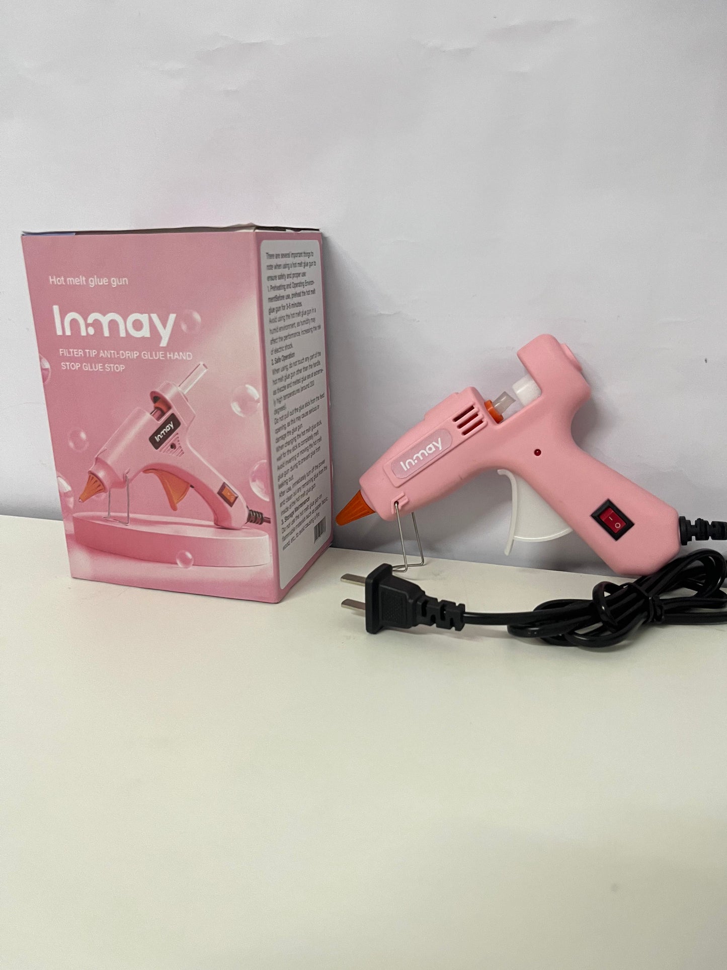 Inmay Anti-Drip Hot Melt Glue Gun, Pink Craft Tool for DIY, Home Repair & Art Projects