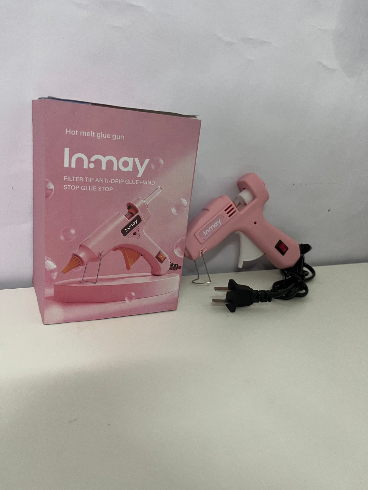 Inmay Anti-Drip Hot Melt Glue Gun, Pink Craft Tool for DIY, Home Repair & Art Projects