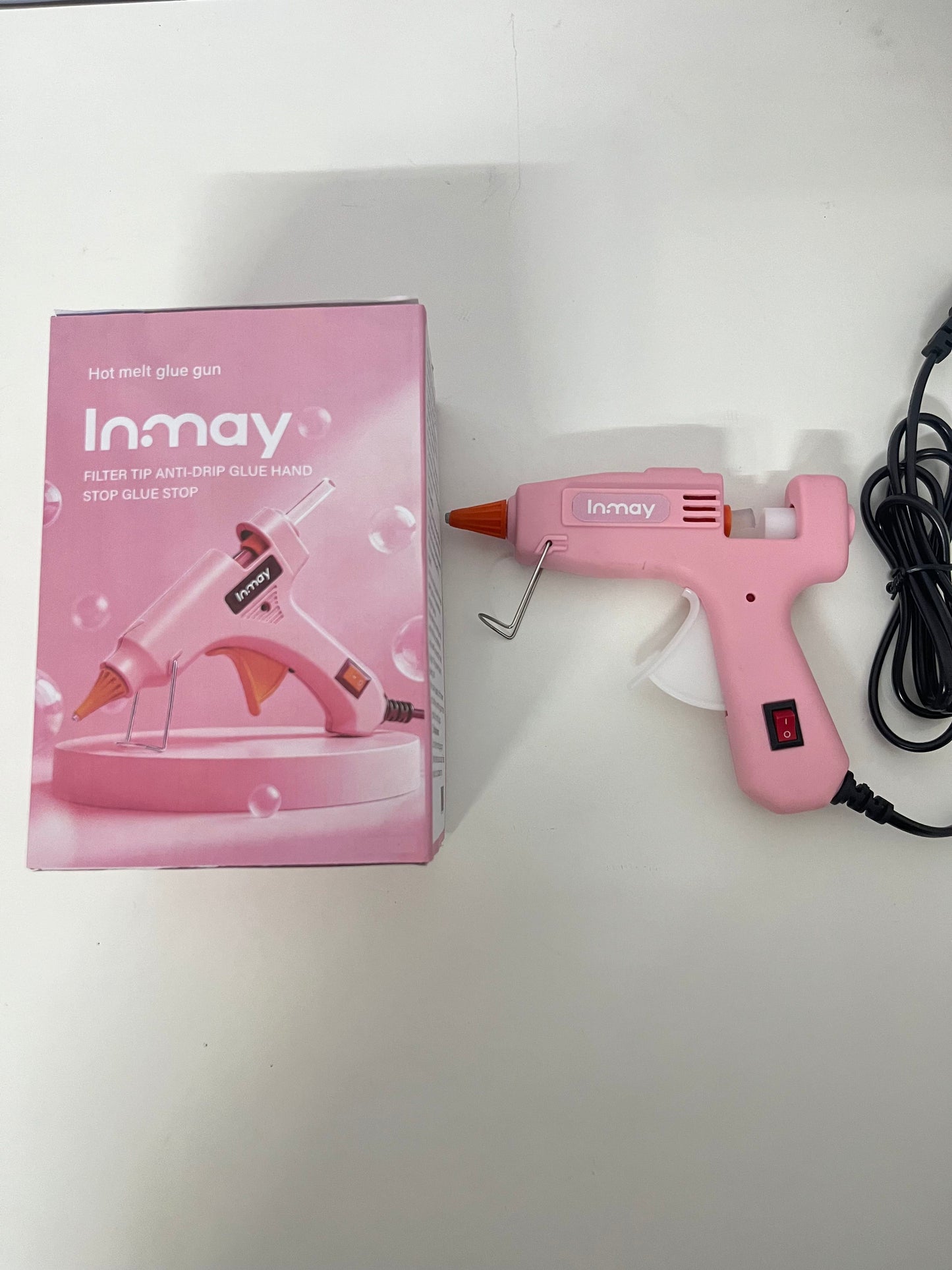 Inmay Anti-Drip Hot Melt Glue Gun, Pink Craft Tool for DIY, Home Repair & Art Projects