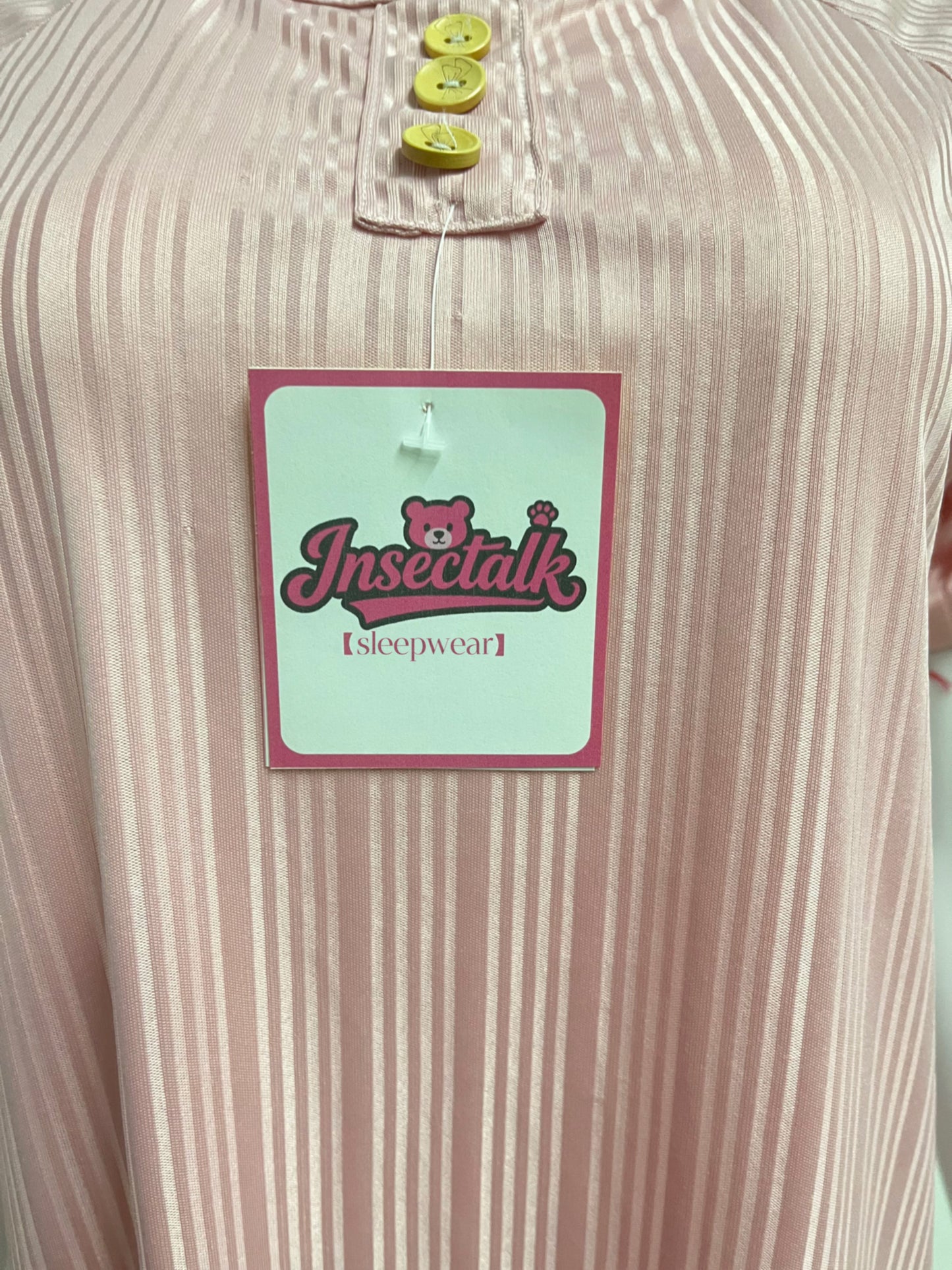 【Insectalk Pink Striped Sleep Dress】—— Soft, Stylish Comfort for Restful Nights