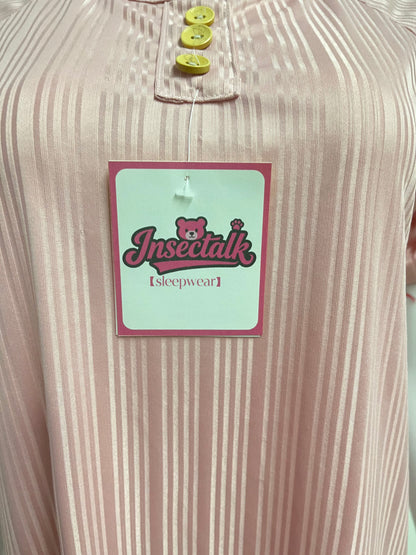 【Insectalk Pink Striped Sleep Dress】—— Soft, Stylish Comfort for Restful Nights