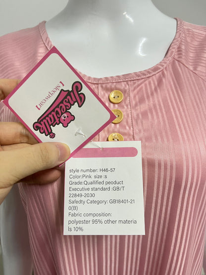 【Insectalk Pink Striped Sleep Dress】—— Soft, Stylish Comfort for Restful Nights