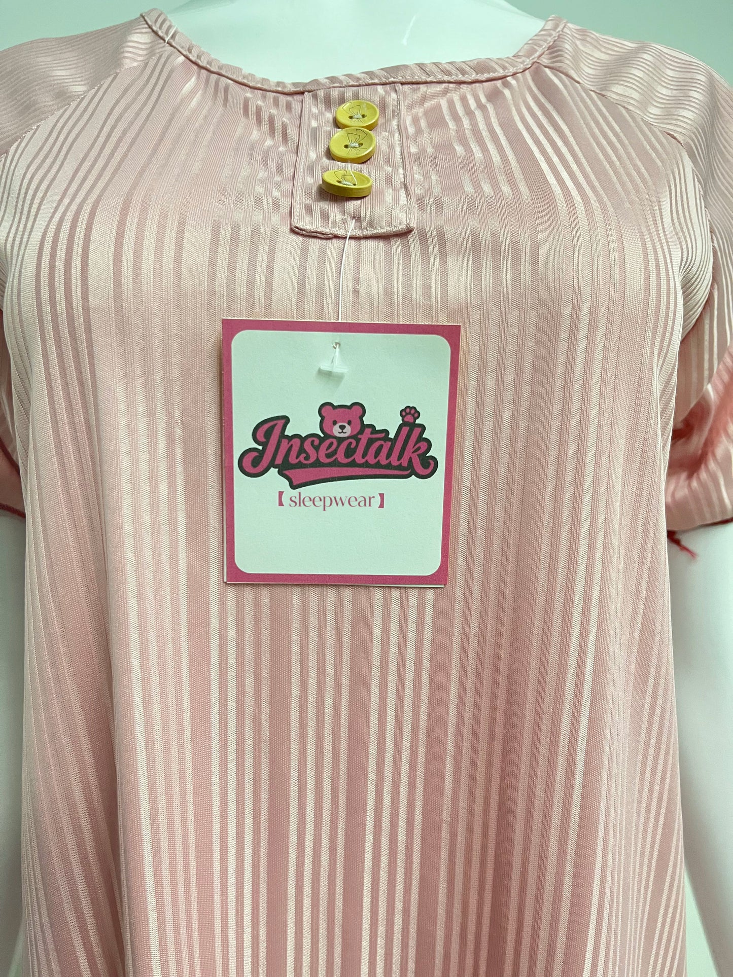 【Insectalk Pink Striped Sleep Dress】—— Soft, Stylish Comfort for Restful Nights