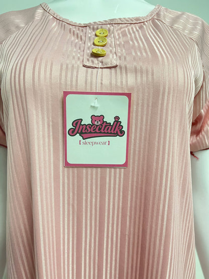 【Insectalk Pink Striped Sleep Dress】—— Soft, Stylish Comfort for Restful Nights