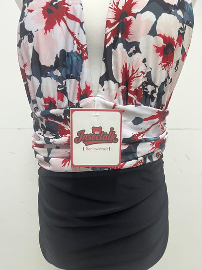 【Insectalk Floral Halter Swimsuit】—— Bold, Feminine & Ready for Summer