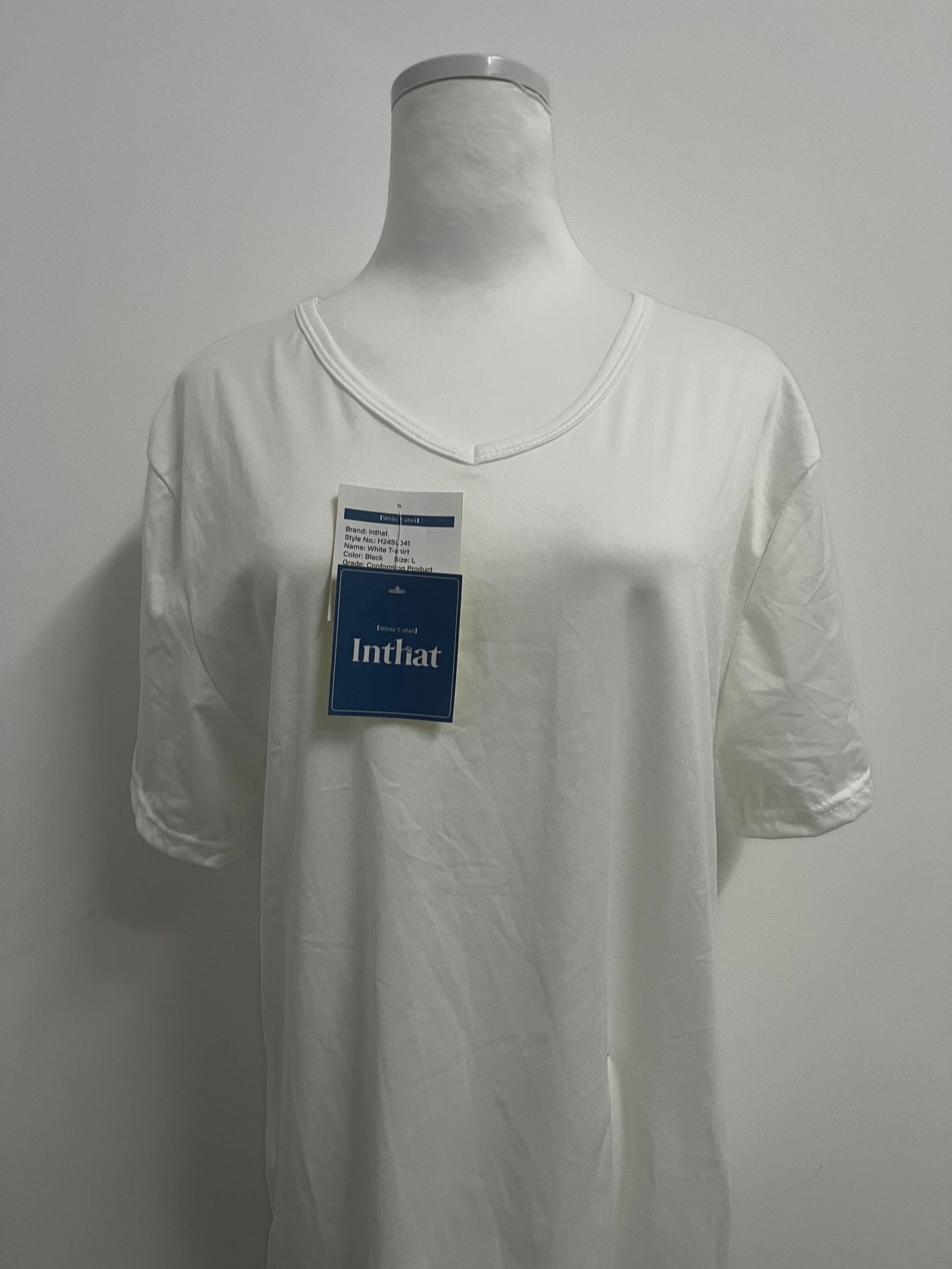 Inthat Women's White V - Neck Short - Sleeve T - Shirt