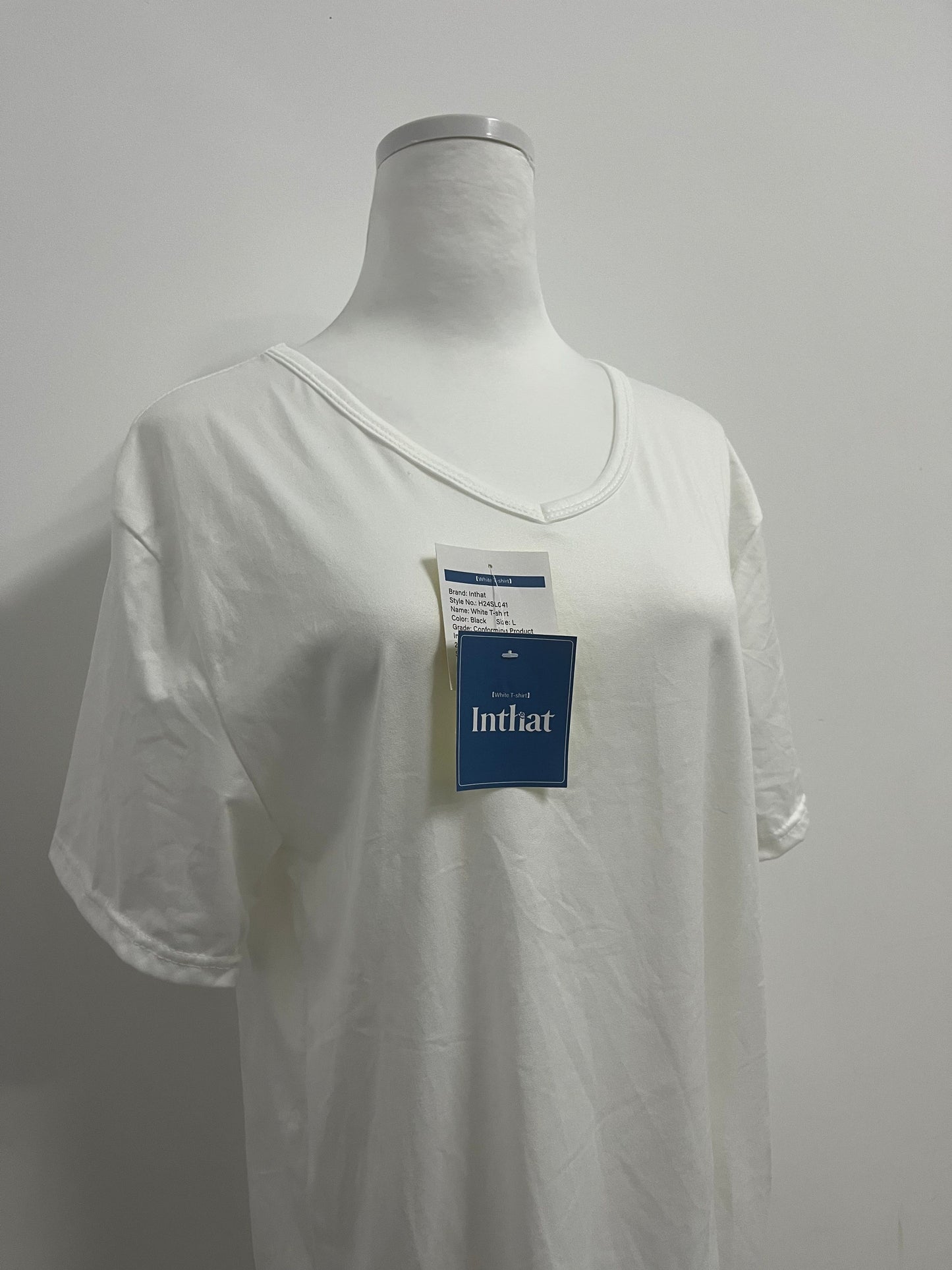 Inthat Women's White V - Neck Short - Sleeve T - Shirt